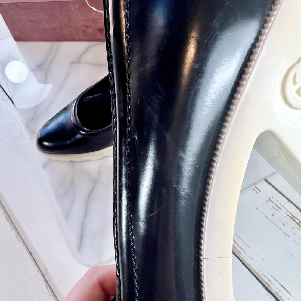 Gucci Black Patent Leather & Rubber Heel/Sole Platform Heels